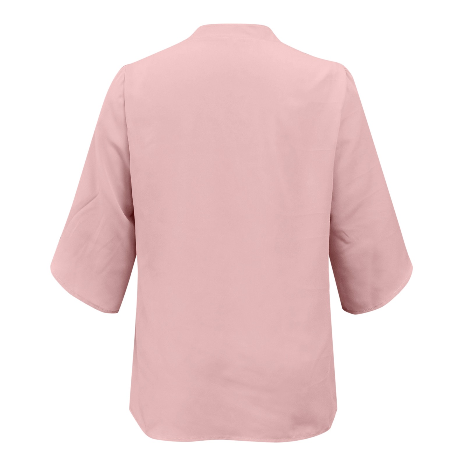 thumbnail image 5 of Nuevos tops de manga petal para mujer: blusa holgada de gasa con cuello en V y detalles plisados, mangas tres cuartos para el trabajo en verano o salidas informales., 5 of 5